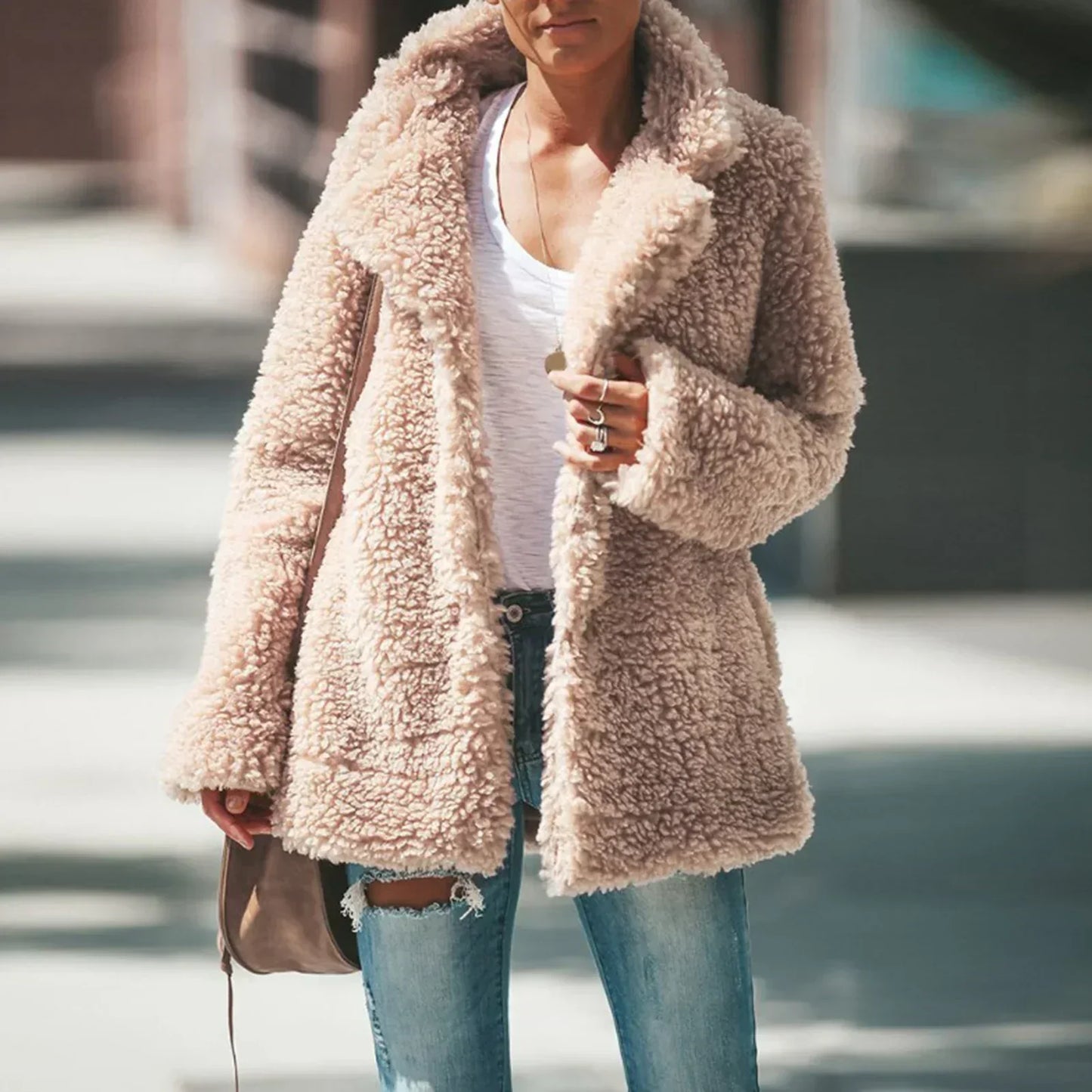 Fleece Mantel Beige Weich und Stilvoll