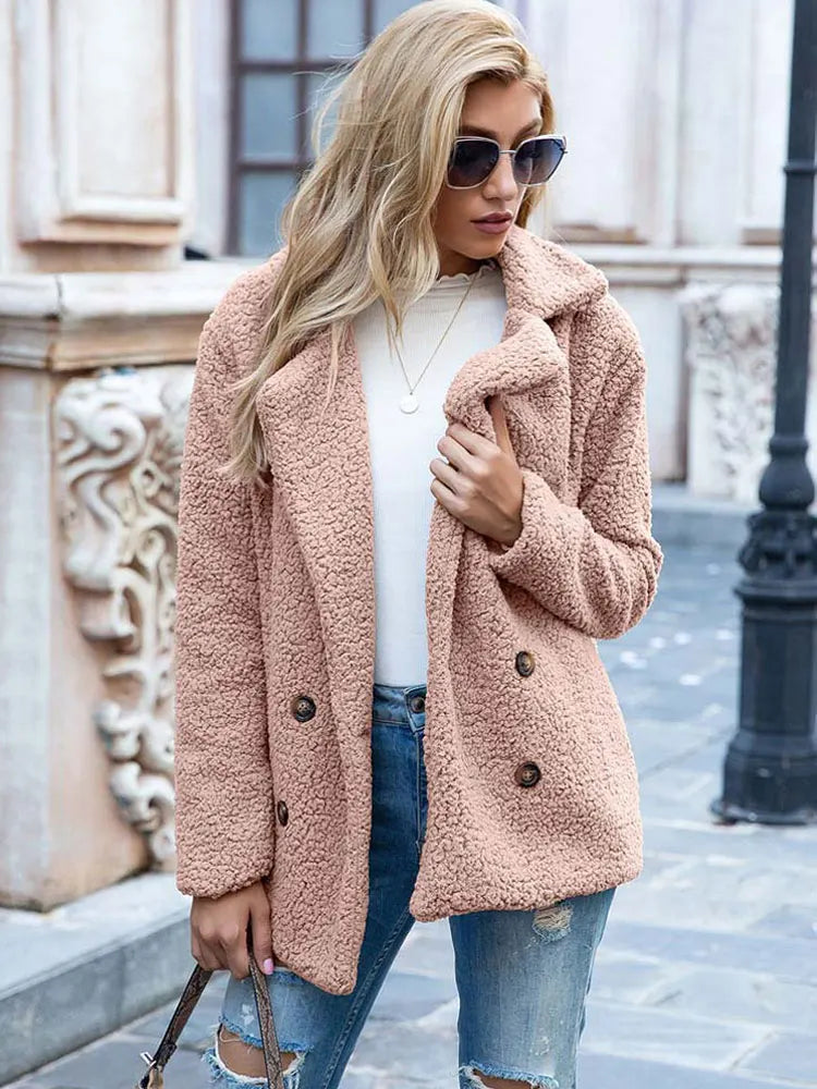 Weiche Damenjacke Teddy Mantel Winter