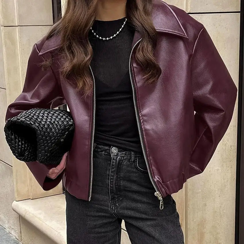 Lederjacke Herbst Trendy Frauenjacke