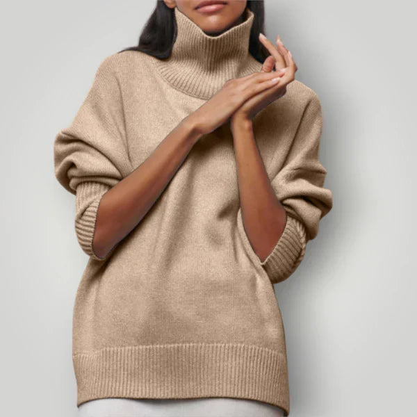 Damen Rollkragenpullover Übergroß - Weichwarmer Winterpullover