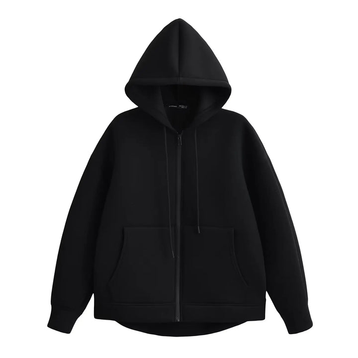 Damen Kapuzenjacke Reißverschluss Locker Fit - IdealeKleiden