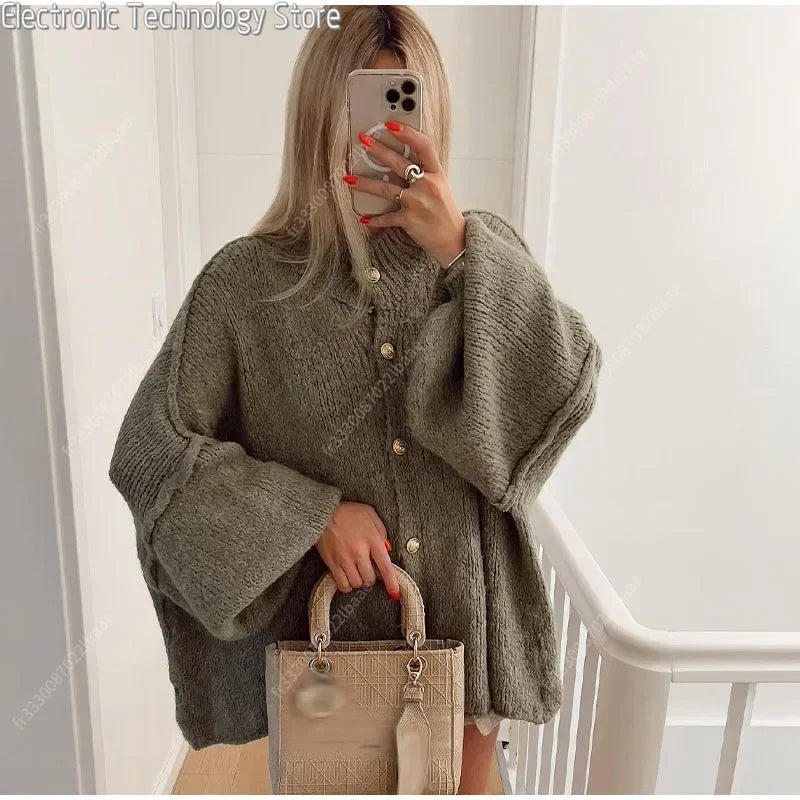 Eleganter Cardigan Damen Strick Pullover Komfort