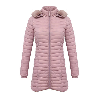 Elegante Winterjacke Slim Fit mit Pelzkapuze
