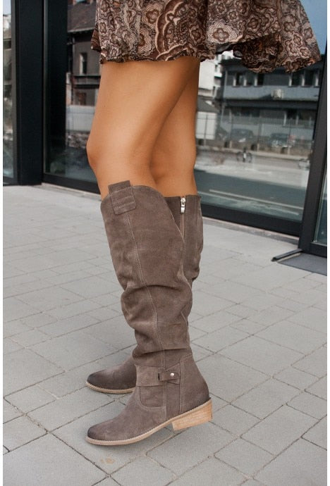 Stilvolle Damenstiefel Retro Kniehoch Bequem - IdealeKleiden