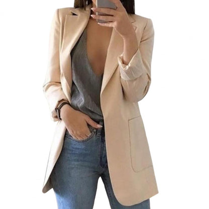 Moderner Blazer Damen Hüftlänge Große Taschen
