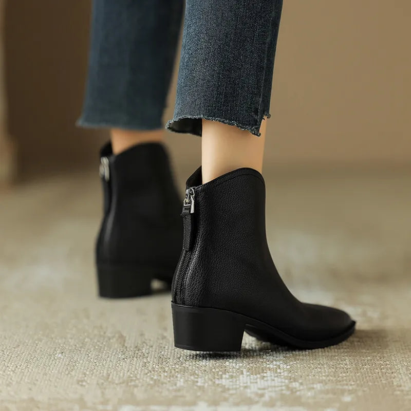 Damen Stiefeletten Spitze Zehe Seitenverschluss - IdealeKleiden