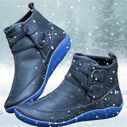 Damenstiefel Leder Warm Bequem - IdealeKleiden