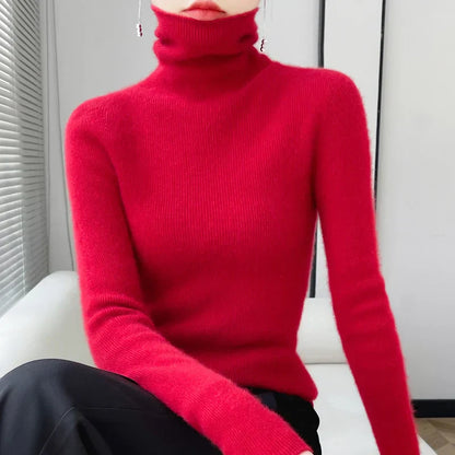 Weiche Rollkragenpullover Damen Wolle