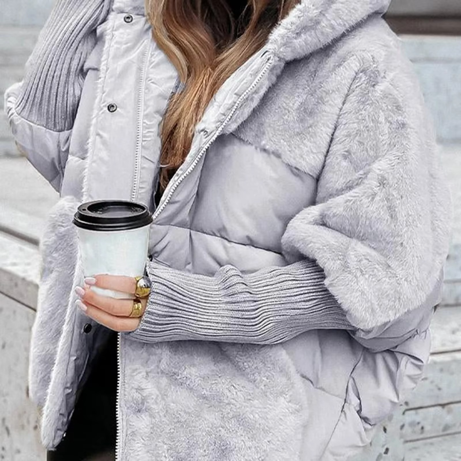 Damen Winterjacke Warm Verzierend - IdealeKleiden