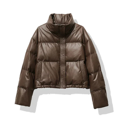 Damen Cropped Pufferjacke Glänzend - IdealeKleiden