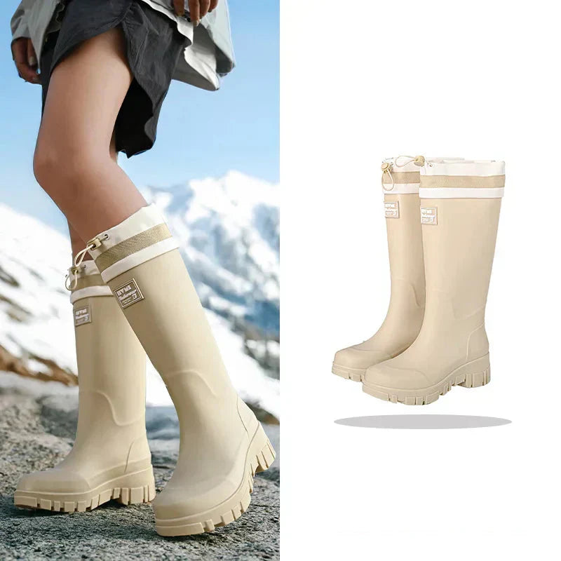 Damen Gummistiefel Wasserdicht Retro Stil Rutschfest