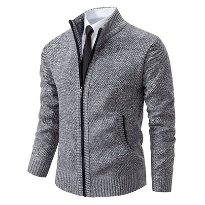Herren Strickjacke Reißverschluss Modern Stehkragen