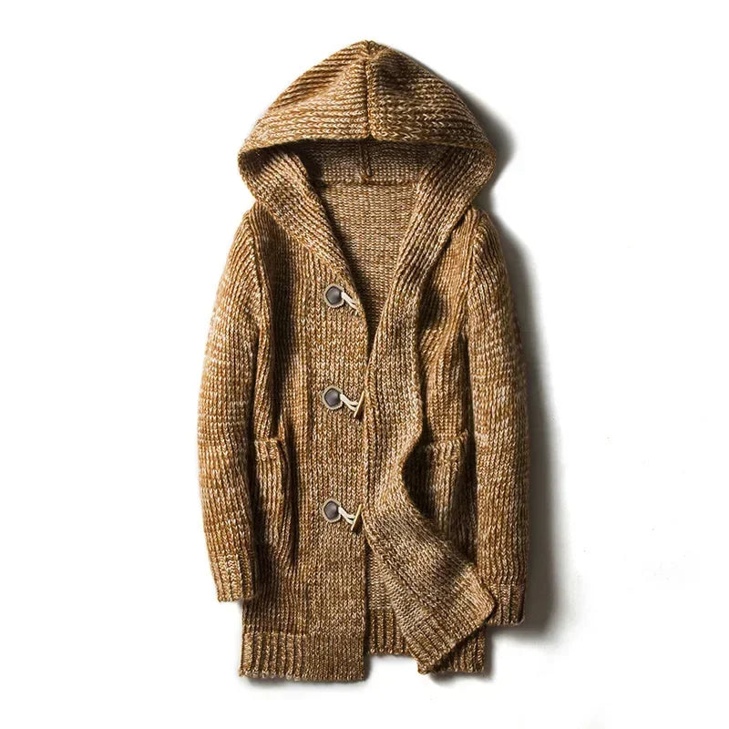 Herren Winterjacke Grobgestrickt Kapuze
