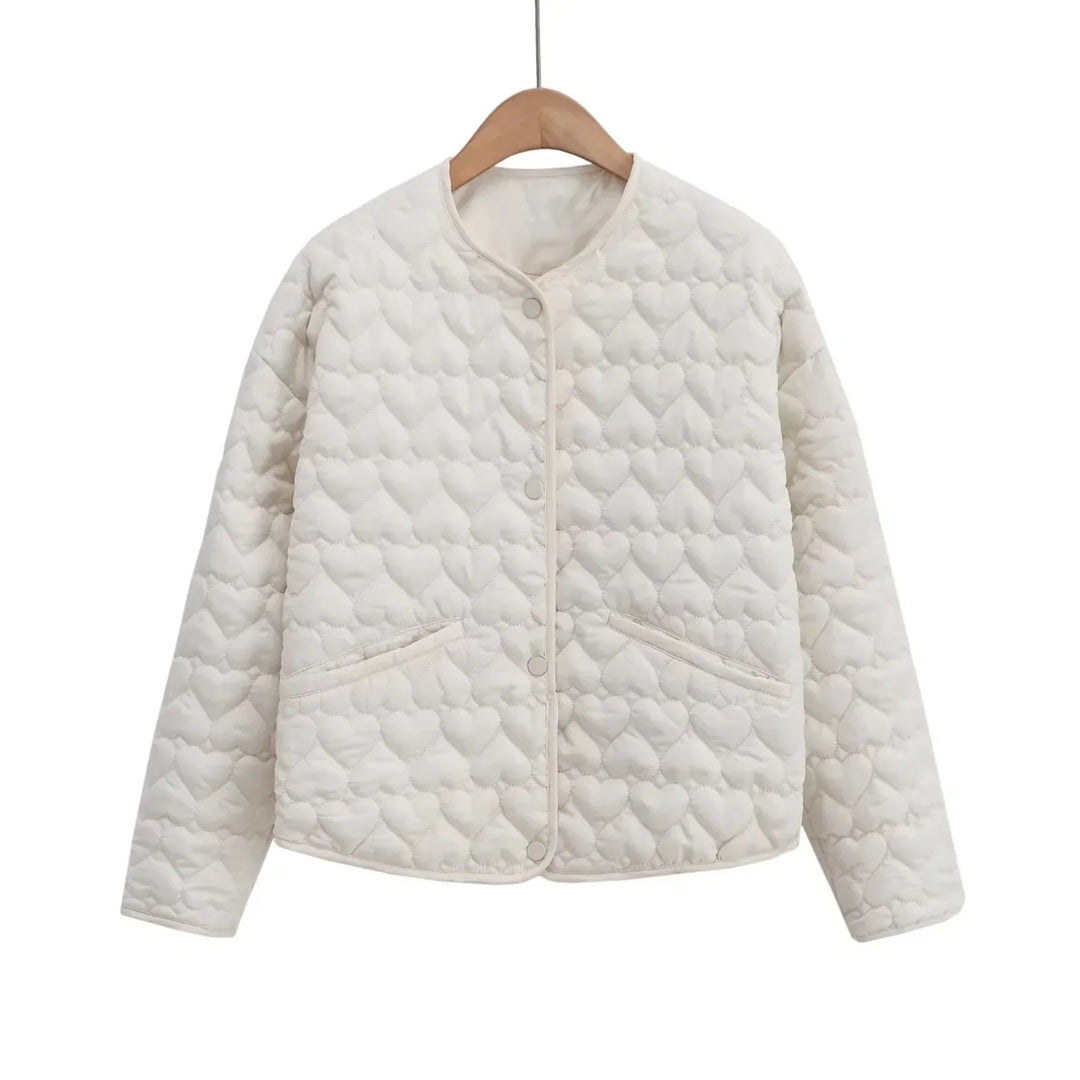 Damen Steppjacke Herzen Muster - Leichter Puffer Damenjacke