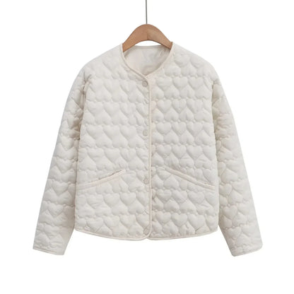 Damen Steppjacke Herzen Muster - Leichter Puffer Damenjacke