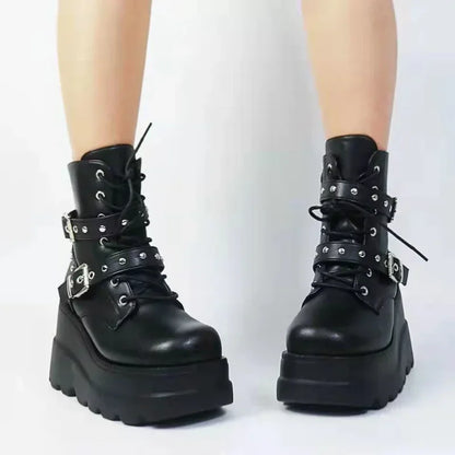 Gothische Stiefel Elegant Schwarze Eleganz - IdealeKleiden