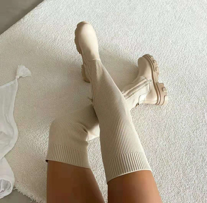 Damen Stiefel Großsohlige Blockabsatz Schuhe