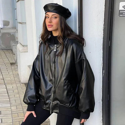 Stylische Lederjacke Motorrad Look