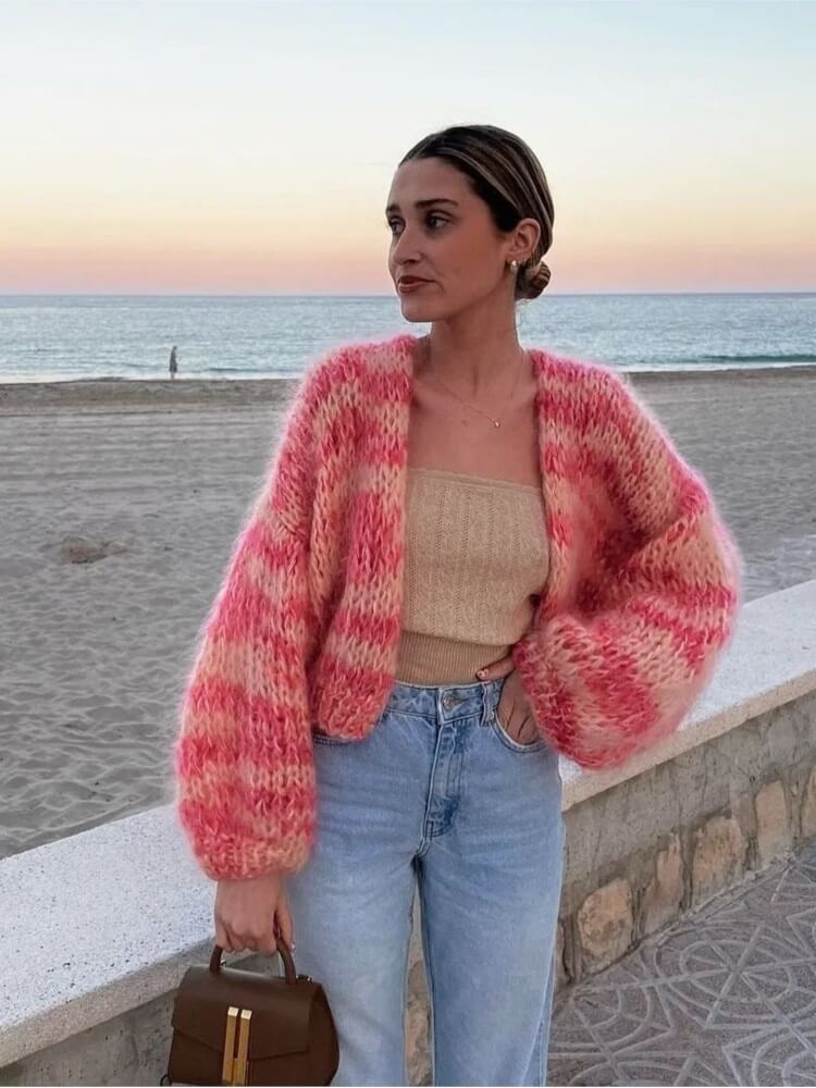 Stylischer Pullover Streifen Offenheitsdesign