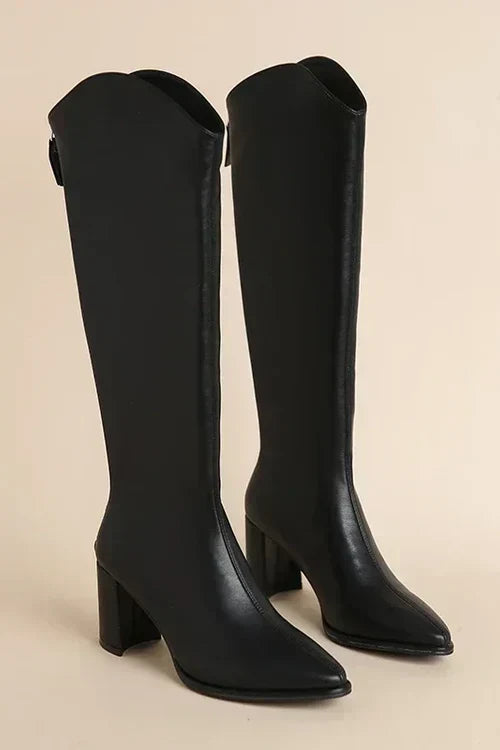 Stilvolle Stiefel Spitze Zehen Midcalf Leder