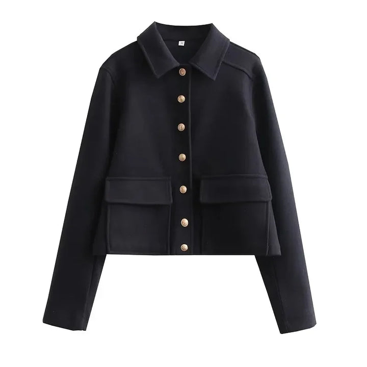 Damen Kurzjacke Smart Casual Modern Knöpfe