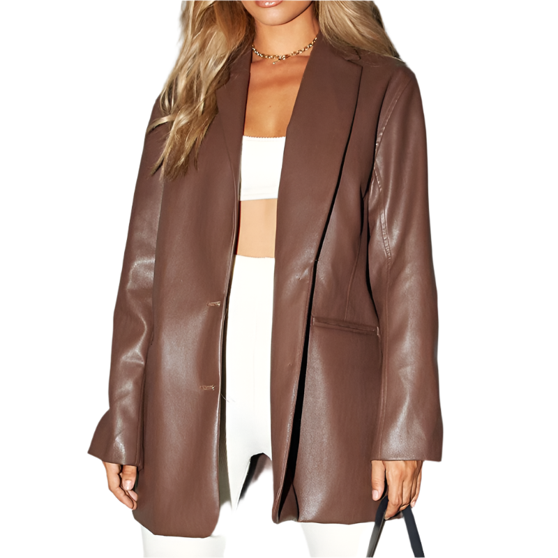 Stylischer Damenblazer Leder Optik
