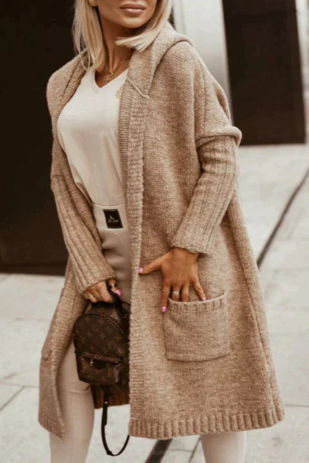 Stylische Damenjacke Lang Kapuze Winter