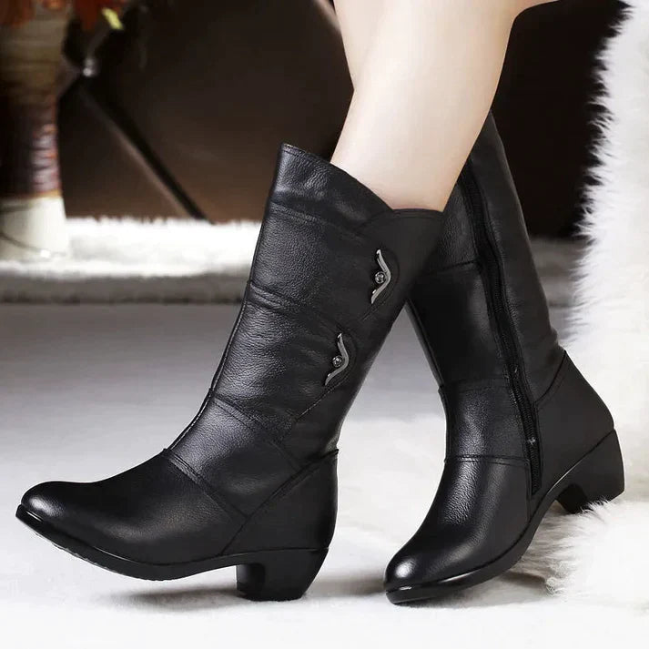 Elegante Stiefel Lederoptik Knöchellang
