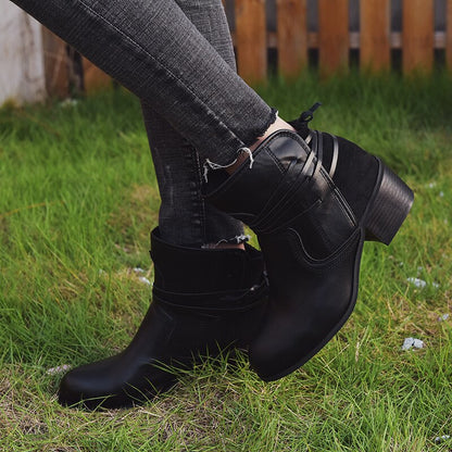 Retro Stiefeletten Runde Spitze