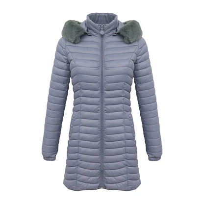 Elegante Winterjacke Slim Fit mit Pelzkapuze