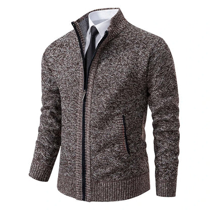 Herren Strickjacke Reißverschluss Modern Stehkragen