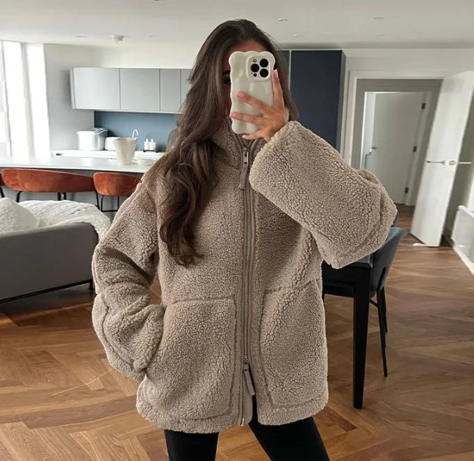 Retro-Jacke Stehkragen Damen