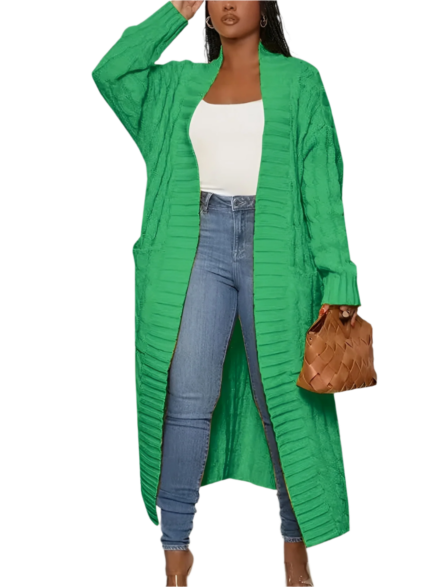 Elegante Damenjacke Lang Gestickt
