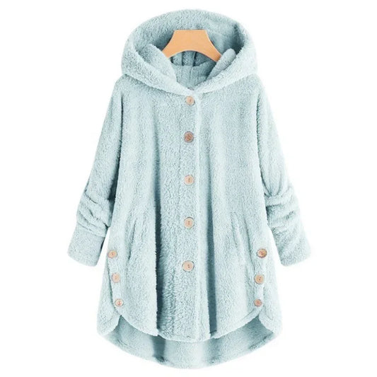 Fleecejacke Damen Lockere Passform Kapuze - IdealeKleiden