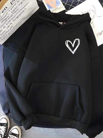 Damen Hoodie Herz Motiv Kuschelwarm