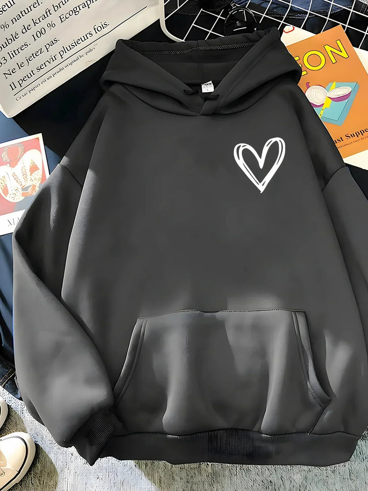 Damen Hoodie Herz Motiv Kuschelwarm