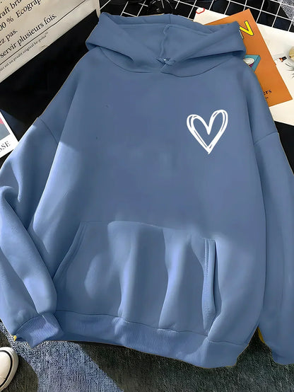 Damen Hoodie Herz Motiv Kuschelwarm