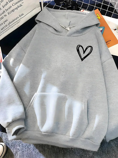 Damen Hoodie Herz Motiv Kuschelwarm