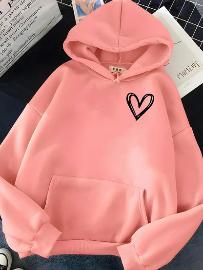 Damen Hoodie Herz Motiv Kuschelwarm - IdealeKleiden
