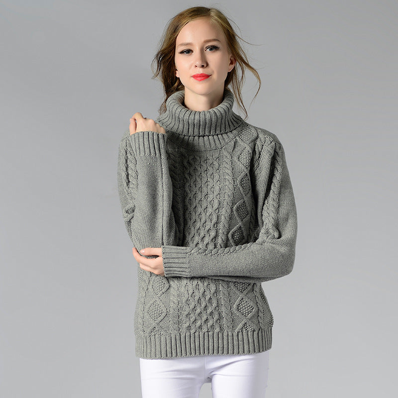Damen Rollkragenpullover Langärmlig Kabelmuster