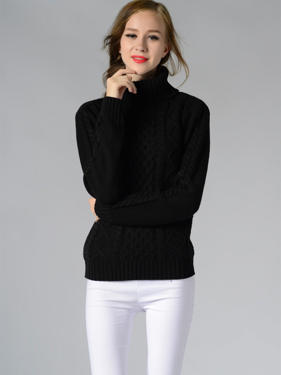 Damen Rollkragenpullover Langärmlig Kabelmuster
