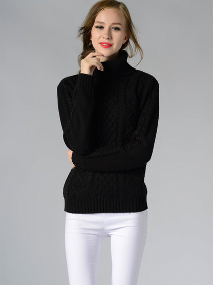 Damen Rollkragenpullover Langärmlig Kabelmuster