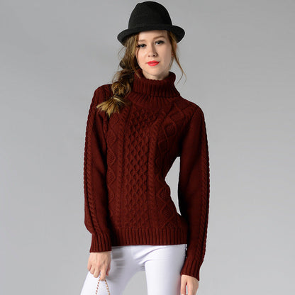Damen Rollkragenpullover Langärmlig Kabelmuster