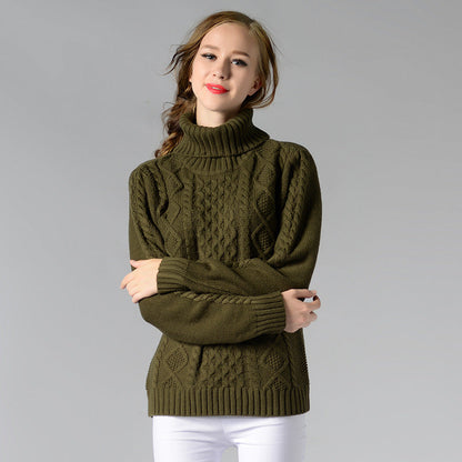 Damen Rollkragenpullover Langärmlig Kabelmuster