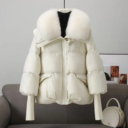 Modische Oversized Jacke Stepp Kunstfell Kragen