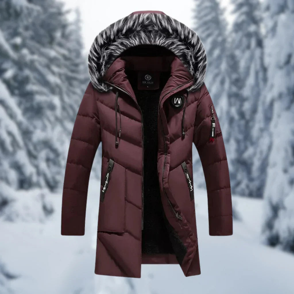 Übergrößene Steppjacke mit Kapuze und Kunstfell - IdealeKleiden