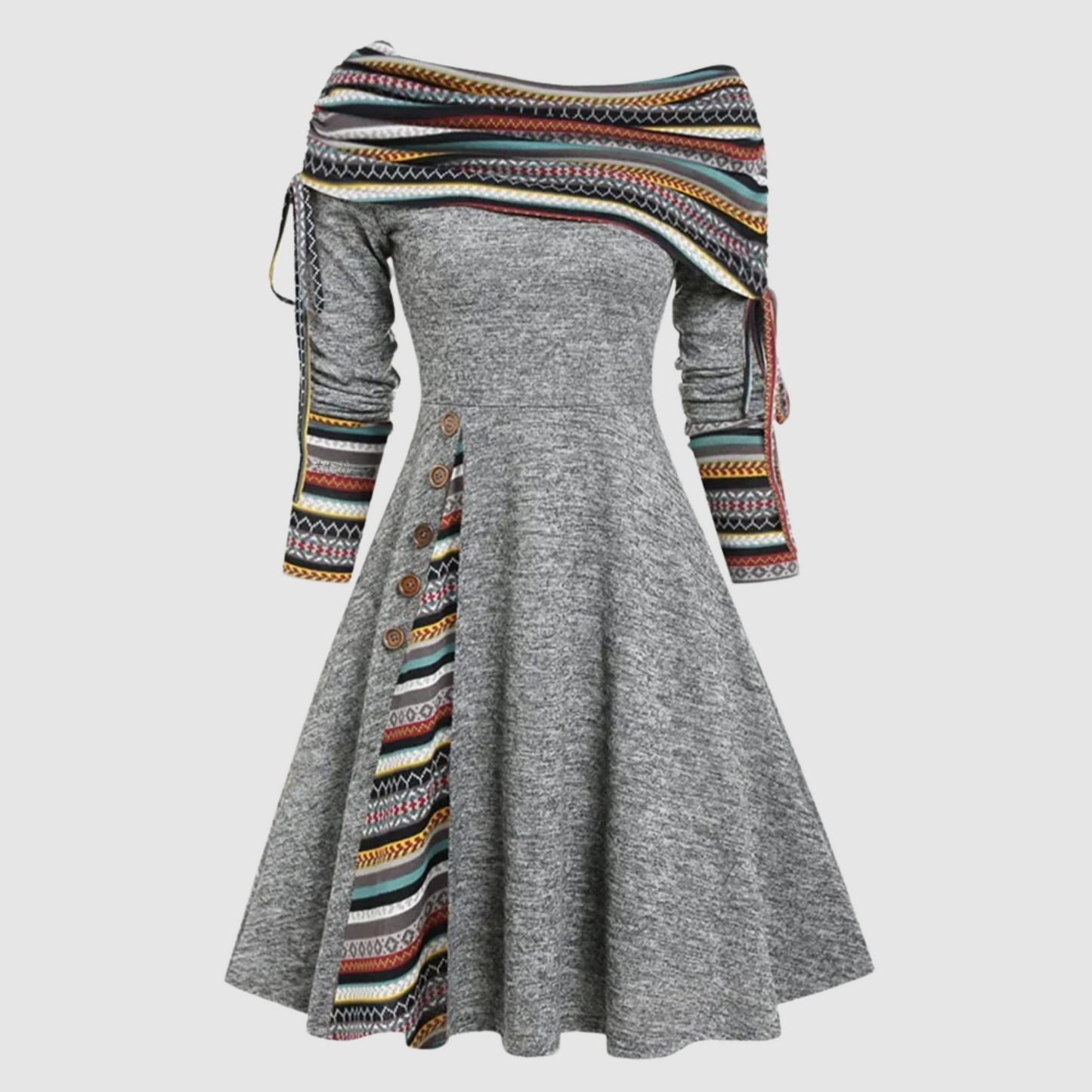 Weihnachtskleid Off Shoulder Langarm Elegant - IdealeKleiden