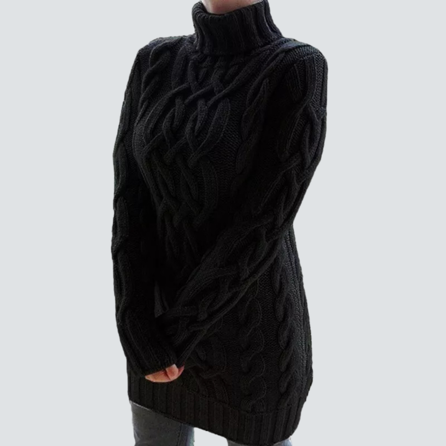 Weiches Turtleneck Kleid Grobstrick