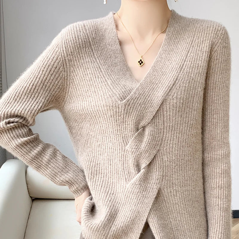 Damen Pullover V-Ausschnitt Modern Stil