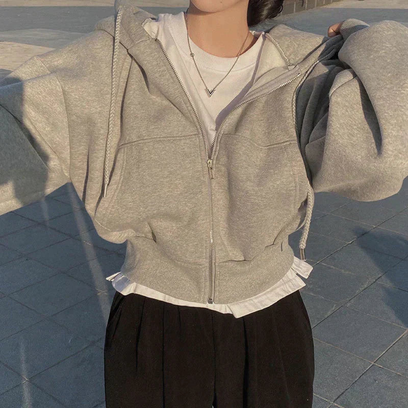 Emy - Übergrößene Sweatshirts Mit Reißverschluss